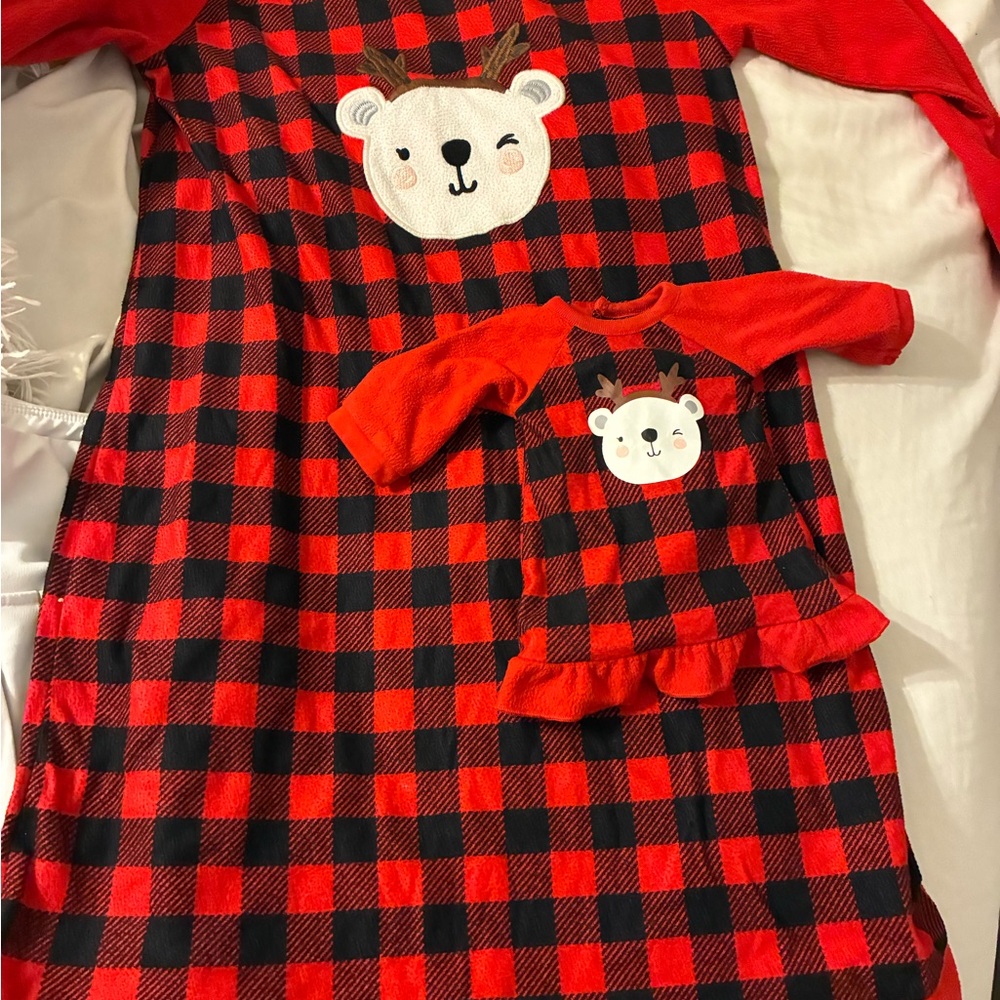 Red and Black Plaid Bear Pajama Set
